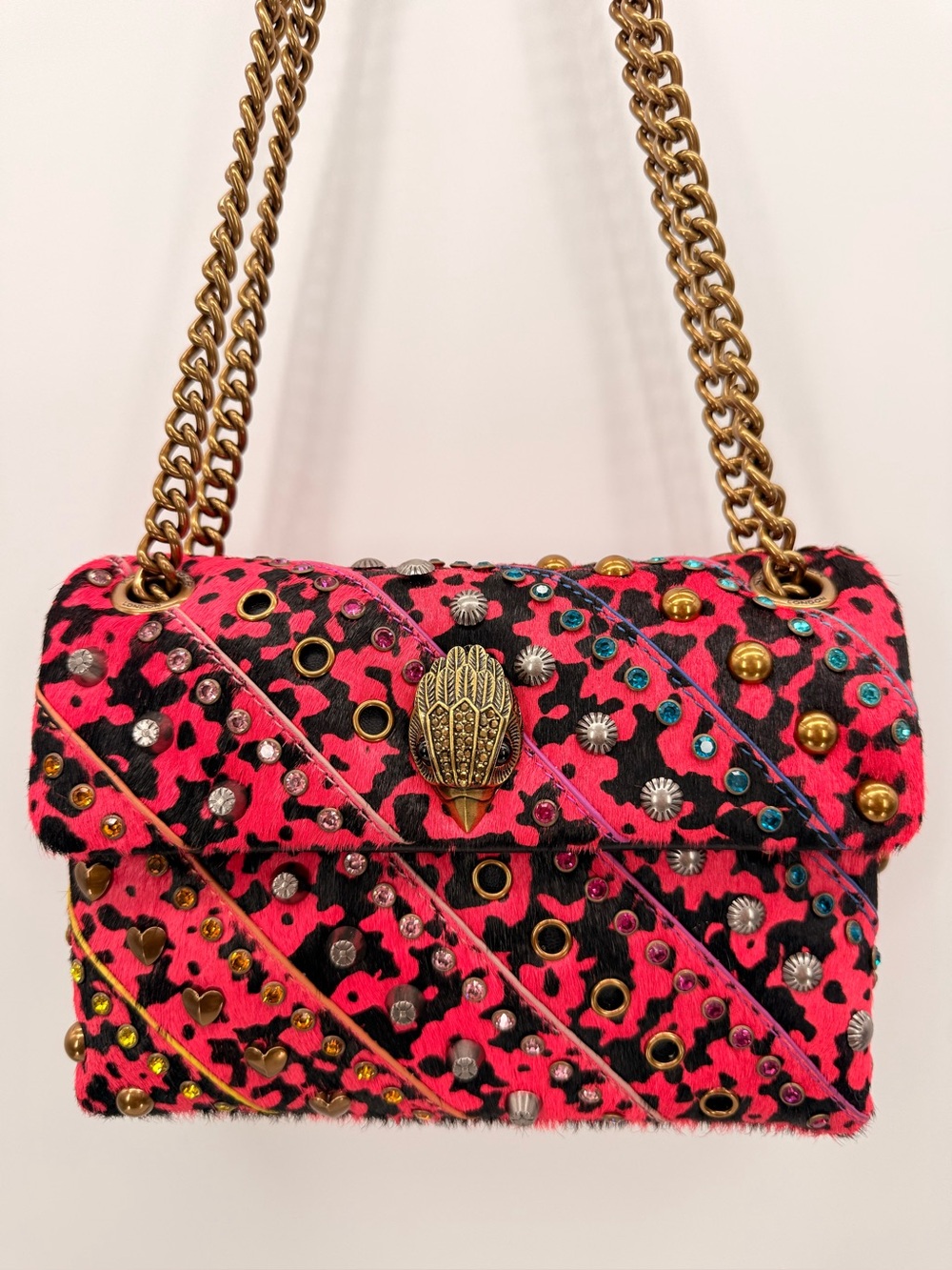 KURT GEIGER London Mini Kensington Genuine Calf Hair Studded Crossbody Bag